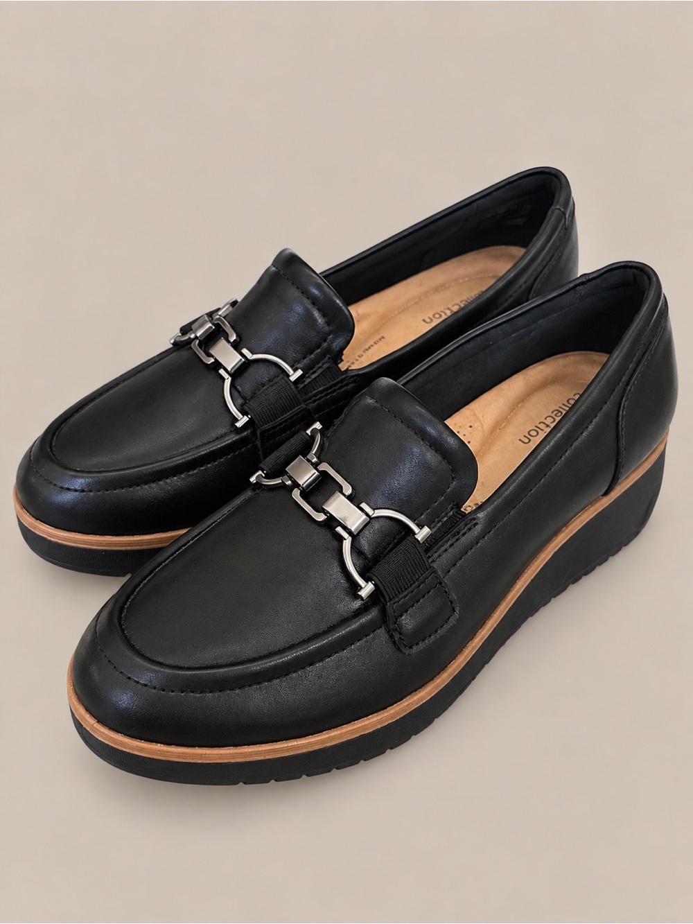 Clarks Collection Black Leather Horsebit Loafers Women’s 9.5 M